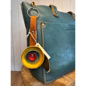 Genuine Leather Purse Charm Green Blue Red Keychain Bag Charm Accessory